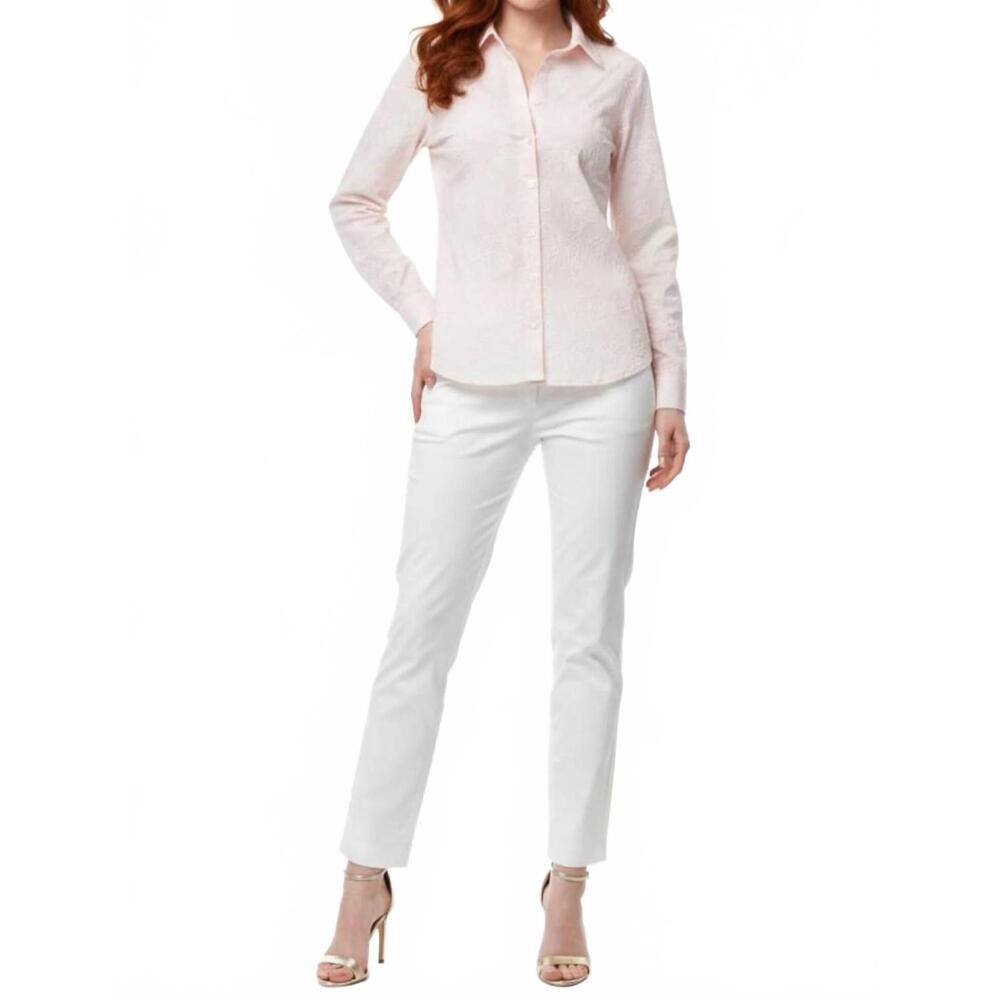 NEW HESTER & ORCHARD floral embroidered button-down shirt in pink